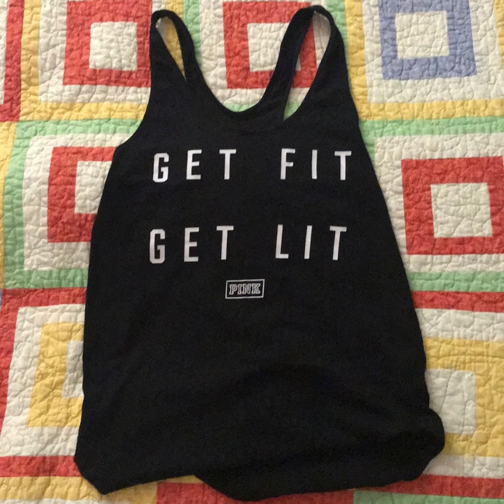 pink black tank top